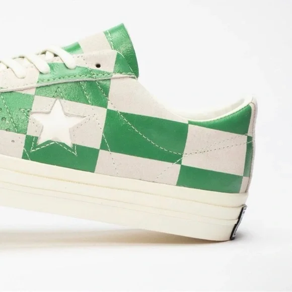 RARE‼️ Unisex NIB CONVERSE One Star OX Sneakers in White/Green Check, M10.5/W12 - Picture 4 of 12